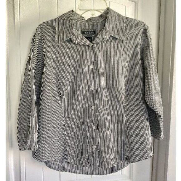 ROCKIES Black White Checkered 3/4 Sleeve Button Down Top Women’s Size XL - Picture 1 of 6